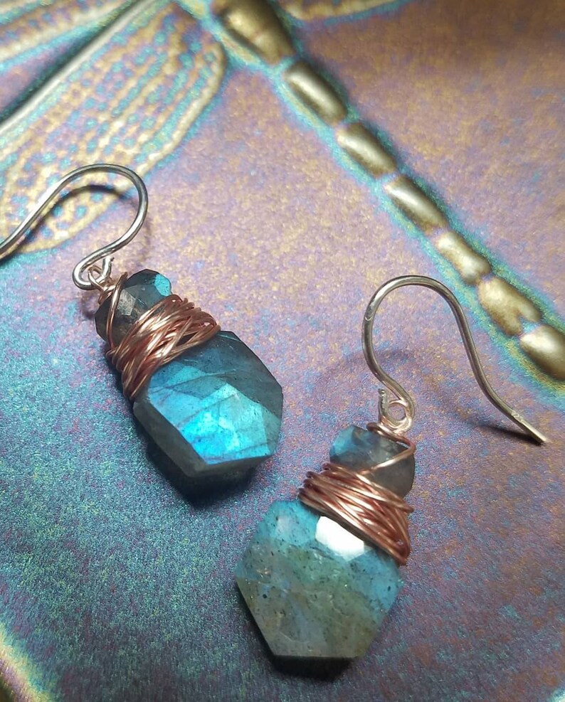 Labradorite Orange Carnelian or Rainbow Moonstone Gemstone Earrings Sterling Silver Your Choice of Gemstone