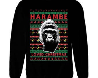 Fast Shipping-On sale today-Harambe loved Christmas -Merry Christmas, UGLY CHRISTMAS SWEATER, Merry Chirithmith