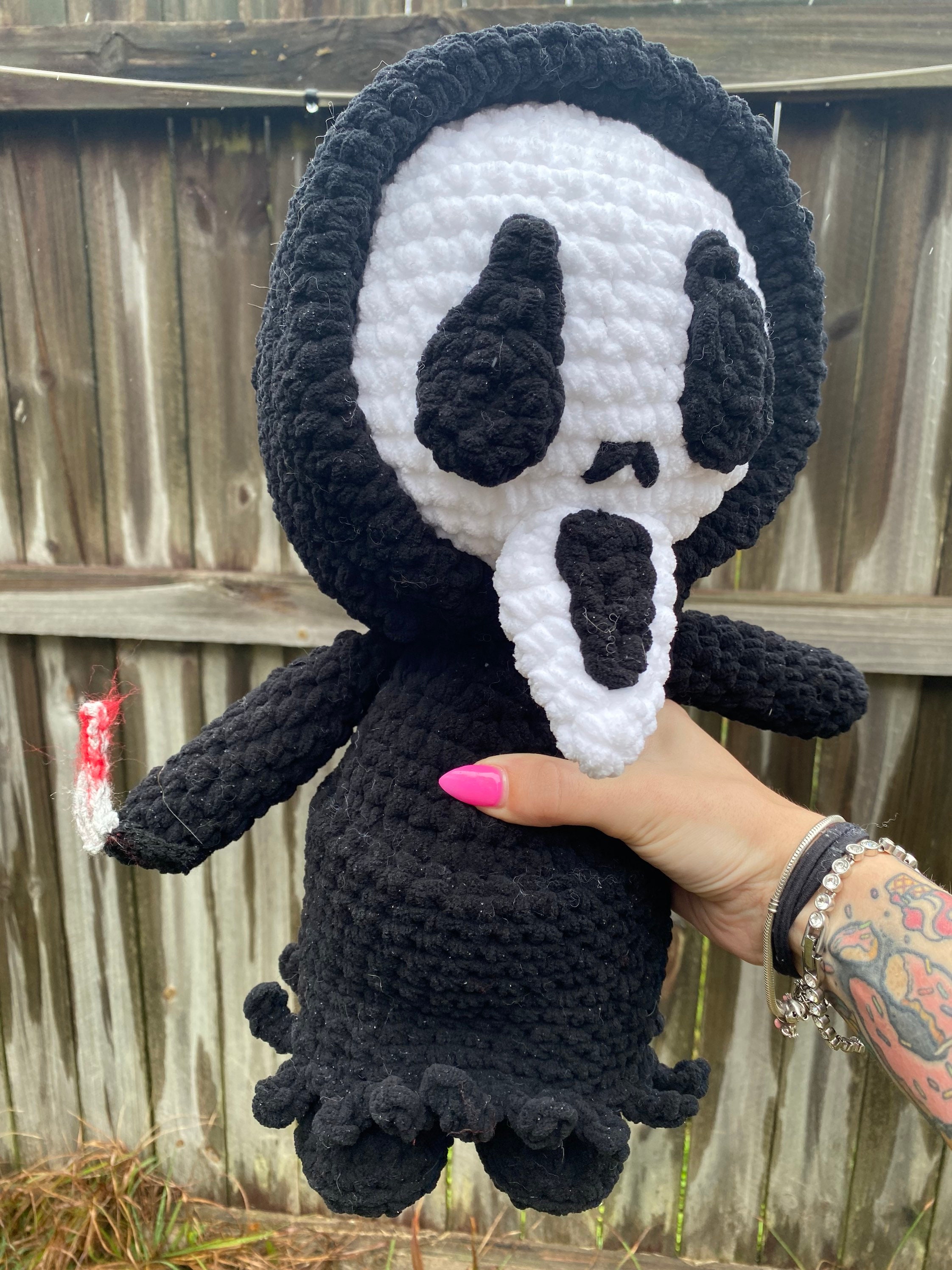 Scream Mask Doll/ Ghostface Inspired Plushie/ Scream doll/ Crochet