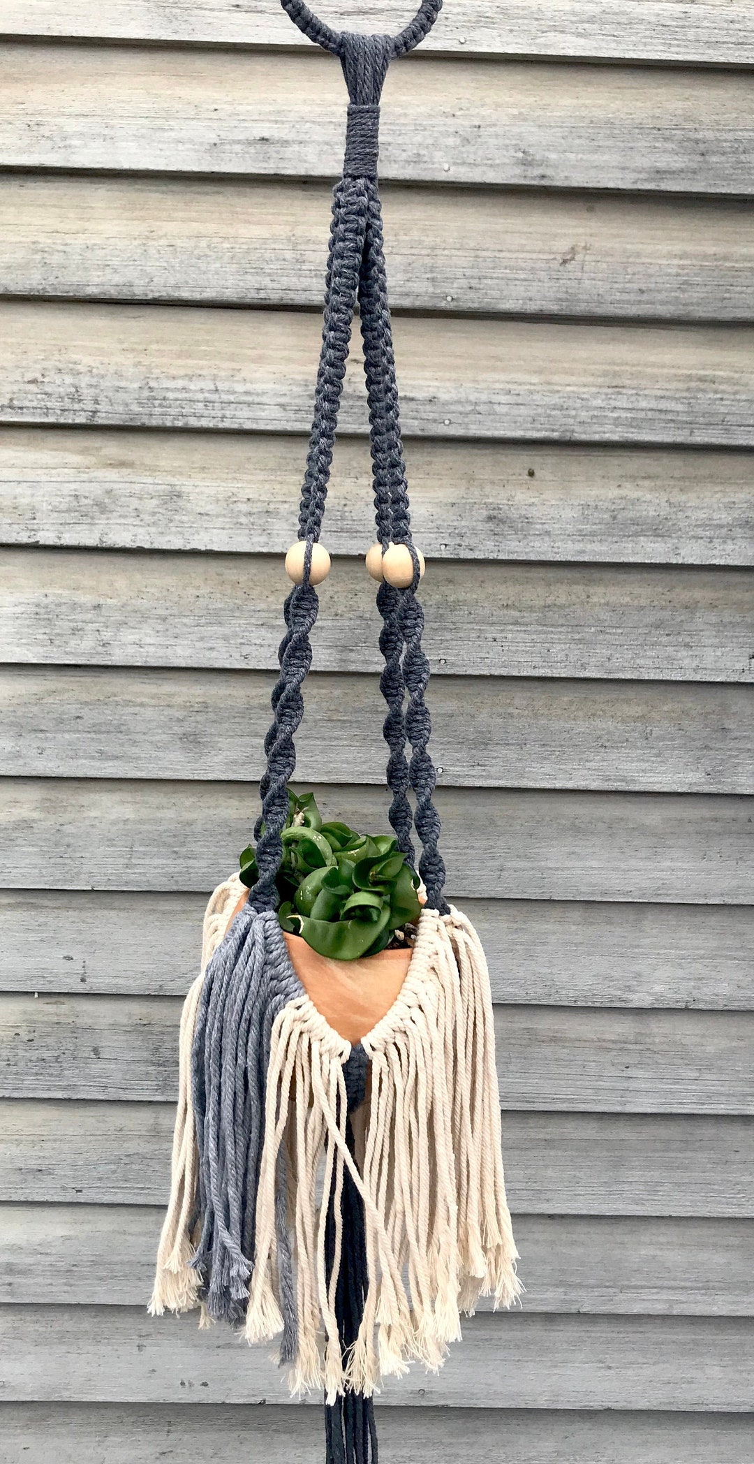 Contrasting Colorblock Fringe Macrame Plant Hanger Bohemian Handmade - Etsy