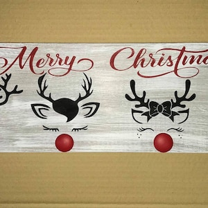Rustic Reindeer Wall Sign Christmas Stocking Hanger Holder - Laser Etched