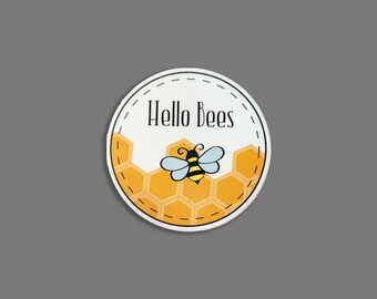 Hello Bees Decal, Spring Honey Bee, Water Bottle or Laptop Sticker