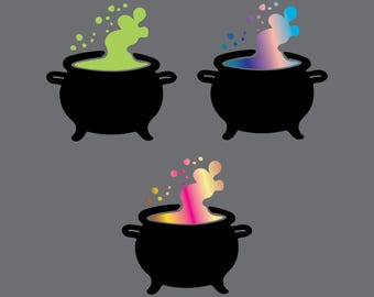 Witch's Cauldron Sticker, Glow in the dark, Holographic Halloween Decor