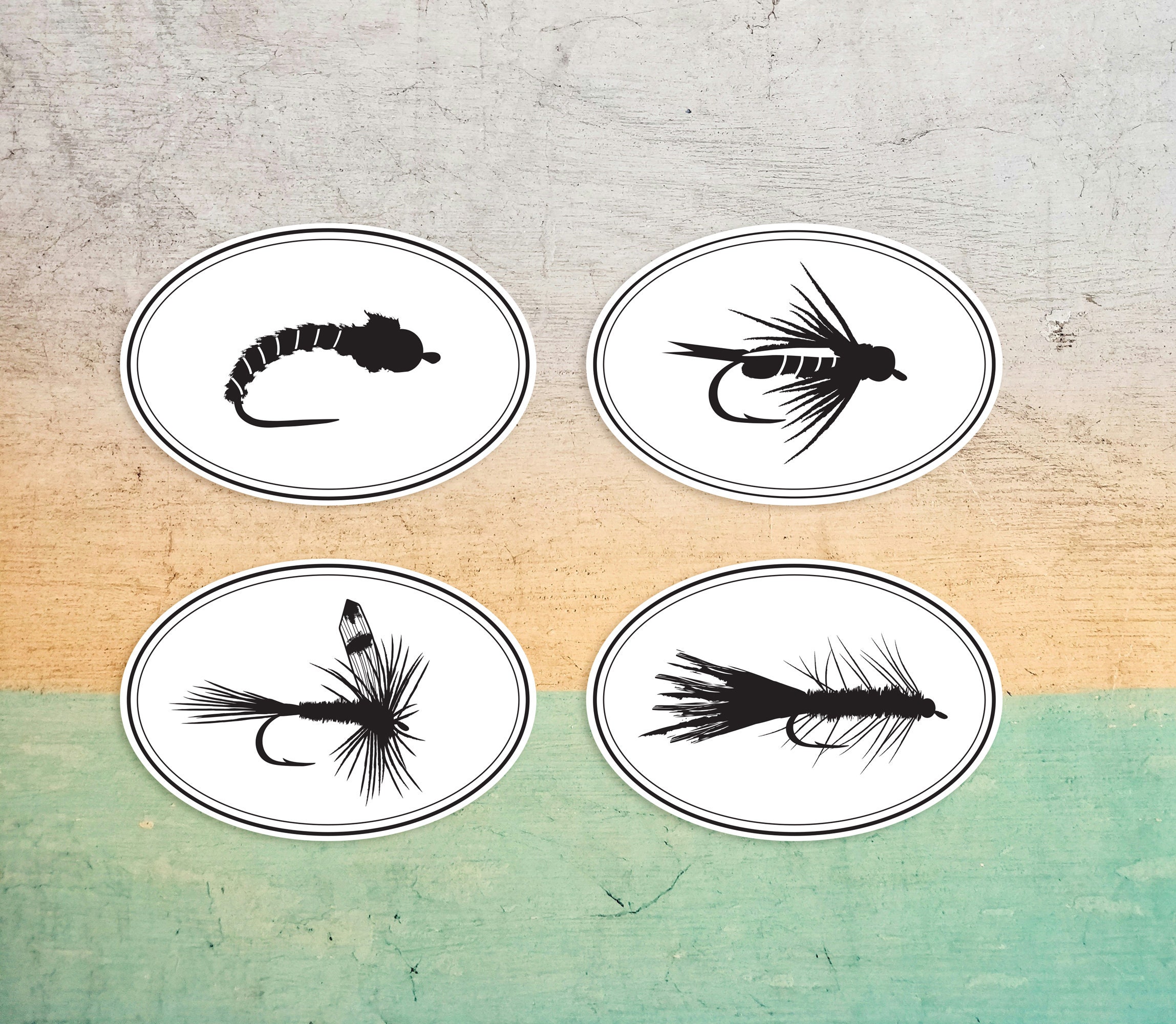 Fly Fishing Stickers, Outdoor Lifestyle, 4 Pack: Zebra Midge, Prince ...