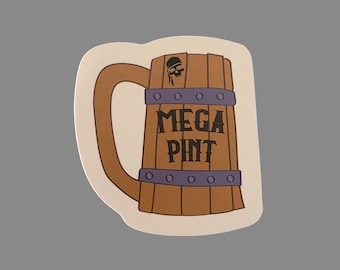 Mega Pint Drink Decal, Pirate Tankard, Water Bottle or Laptop Sticker