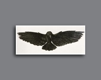 Hand-Drawn, Pencil Art, Raven Decal, Phone or Laptop Sticker