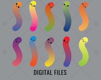 Candy Worm Digital Files, Gummy Treats Transparent PNG, Candy Printable PDF