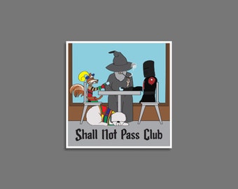 Fantasy Mashup Decal: Gandalf, Black Knight, Didymus, Funny Get Together Water Bottle or Laptop Sticker
