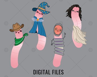 Bookworm PGN, Book Mark Digital Files, Book Lover Clip Art and Digital Prints
