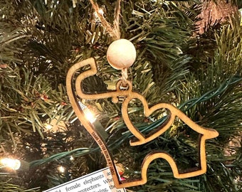 Engraved Wooden Elephant Ornament | Sister, Friendship Gift