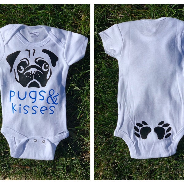 Pugs And Kisses Onesie | Baby Onesies | Pug Onesie | Unisex Onesie | Personalized Onesie | Baby Gift | Baby Clothes