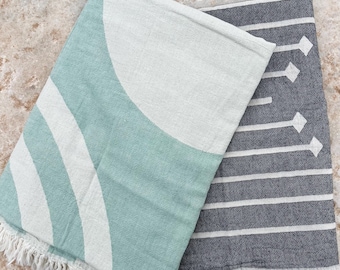 Turkish Peshtemal Double sided Jacquard Beach Towel Hamam towel Lydia series