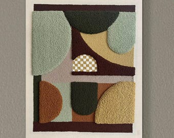 Abstrakte geometrische Locher Nadel Wand Kunst | Handgemachtes Faserdekor | Modernes Textil Kunstwerk