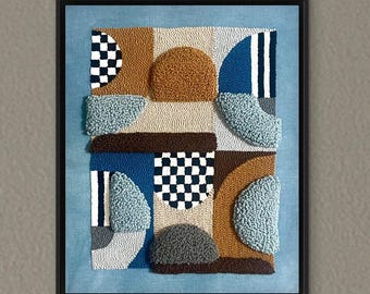 Abstrakte Lochnadel Wandbehang | Zeitgenössische Textilkunst | Handgemachte gemischte Garn Dekor