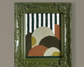 Handgemachte Punch Needle Wandkunst | Neutrale geometrische Textilkunst | Moderne Fibre Wanddekoration