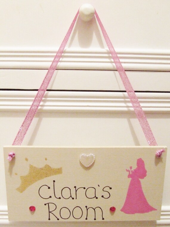 Handmade Personalised Girls Disney Princess Sleeping Beauty Aurora Name Room Plaque Bedroom Sign Baby Door Kids Playroom Sign Home Gift
