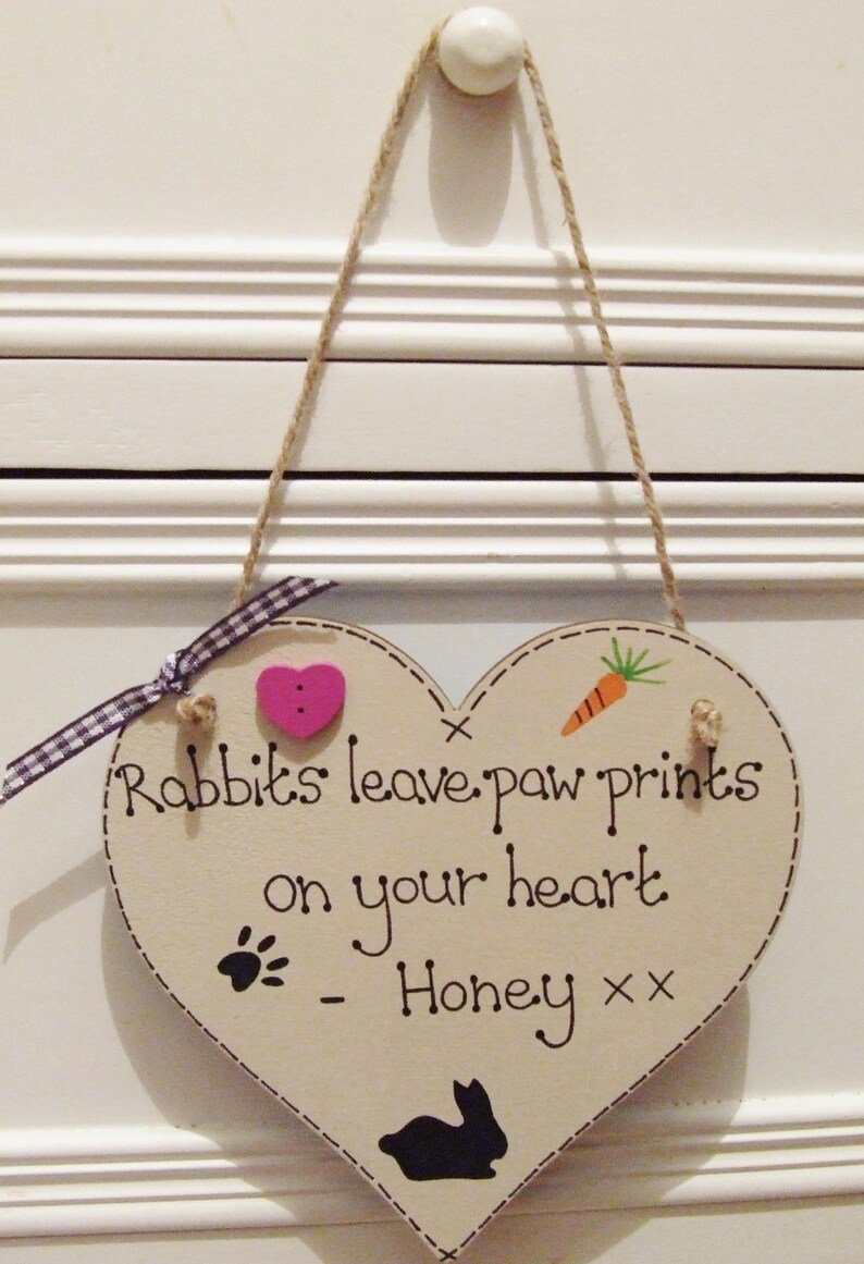 Handmade Personalised Rabbit Memorial Keepsake Hanging Plaque Etsy