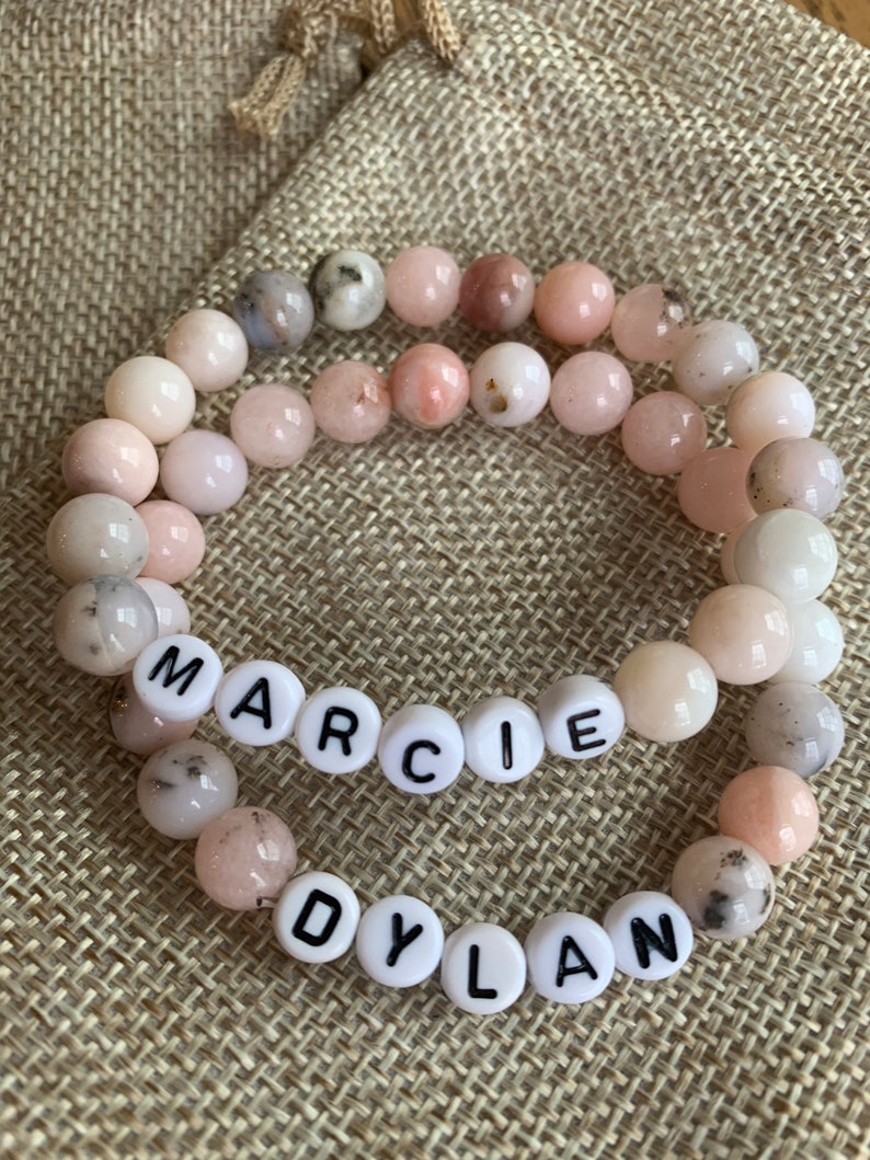 Personalized Name Bracelet with natural stone beads-custom name bracelet for moms-child name bracelet-mom bracelet-grandma bracelet-mothers image 10