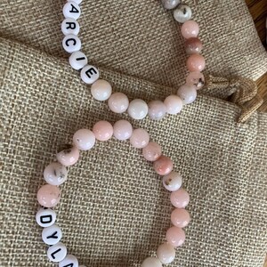 Personalized Name Bracelet with natural stone beads-custom name bracelet for moms-child name bracelet-mom bracelet-grandma bracelet-mothers image 9
