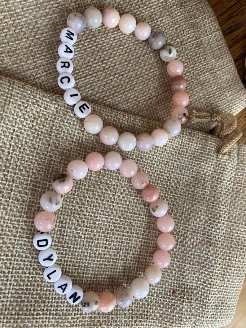 Personalized Name Bracelet with natural stone beads-custom name bracelet for moms-child name bracelet-mom bracelet-grandma bracelet-mothers image 9