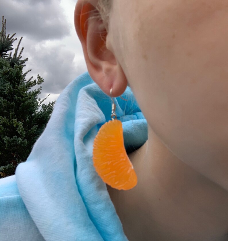 Orange Slice Earrings-Fruit Earrings-Food themed earrings-food themed jewelry-Fruit Jewelry