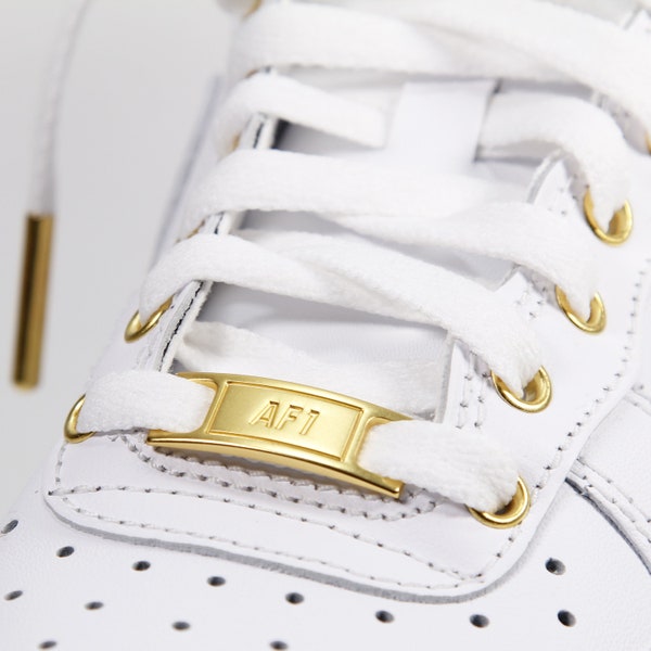 Aangepaste Nike Air Force 1 laag wit en goud (HEREN)