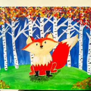 Painting on canvas &quot;Little fox&quot;  This beautiful picture was painted by my 12 year old daughter.Do not miss this opportunity to get a picture