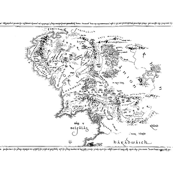 Middle Earth Map SVG | Lord of the Rings Elvish Border | Cricut, Silhouette, Vinyl, Laser Engraving | Digital Download | LotR SVG Files