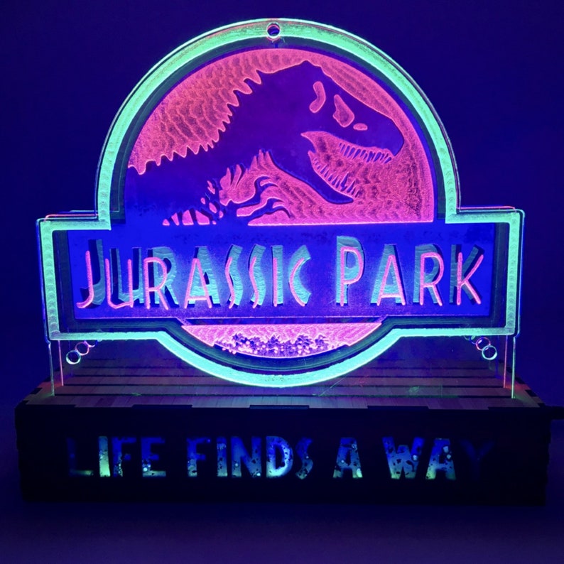 Jurassic Park Original Night Light LED Edge Lit Table Lamp Etsy