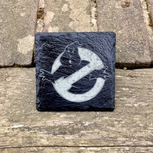 Laser Engraved Ghostbusters Logo Slate Drinks Coaster | Movie Logo | Who Ya Gonna Call?