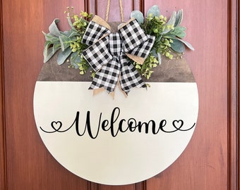 LARGE Welcome to our Home Door Sign For Front Door Decor, Farmhouse Welcome Sign for Front Porch, Welcome Sign Housewarming Gift First Home