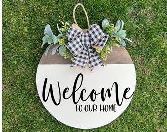 LARGE Welcome to our Home Door Sign For Front Door Decor, Farmhouse Welcome Sign for Front Porch, Welcome Sign Housewarming Gift First Home