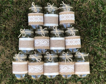 Burlap Wedding Decor, Burlap Mason Jar Sleeves, Burlap and Lace Mason Jar, Burlap Mason Jar Mason Jar Sleeve for Wedding Decor Lace Burlap