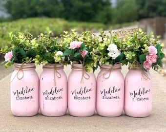 mason jar centerpieces for girl baby shower