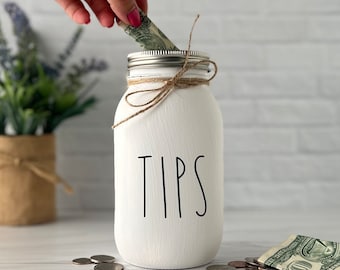 Tip Jar | Tip Mason Jar for Restaurant | Quart 32 oz. Regular Mouth Mason Jar with Coin Slot | Bartender, Salon, Barista, Musician, Coffee