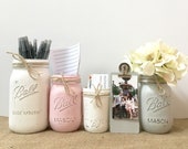 Items Similar To Rustic Mason Jar Desk Set For Women Office Desk