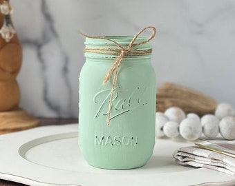 Mason Jar Centerpiece, Painted Mason Jars for Centerpieces, Rustic Mason Jar Decor, Farmhouse Mason Jars, Painted Mason Jar Vases Boho Chic