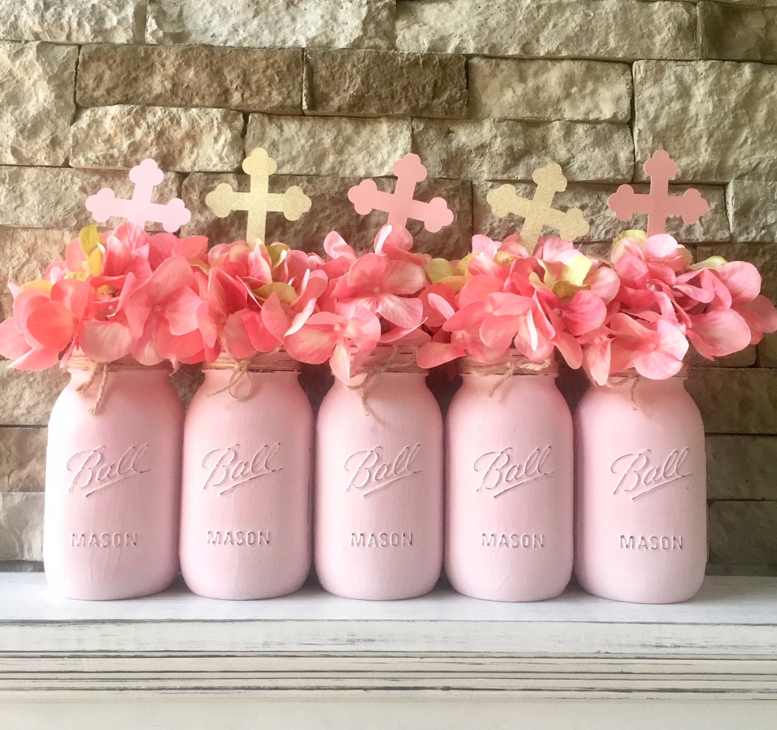 Baptism Centerpiece Girl Baptism Decorations Mason Jar Etsy