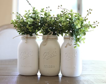 Farmhouse Mason Jar Centerpieces, Mothers Day Gifts Decor, Mason Jar Home Decorations, Artificial Flower Arrangement Rustic, Gift for Mom