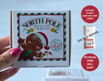 Christmas Cash Gift Card Box, Pizza Gift Card Holder, Physical Product will Ship! Mini Pizza Box Gift Stocking Stuffer, Gift for Pizza Lover