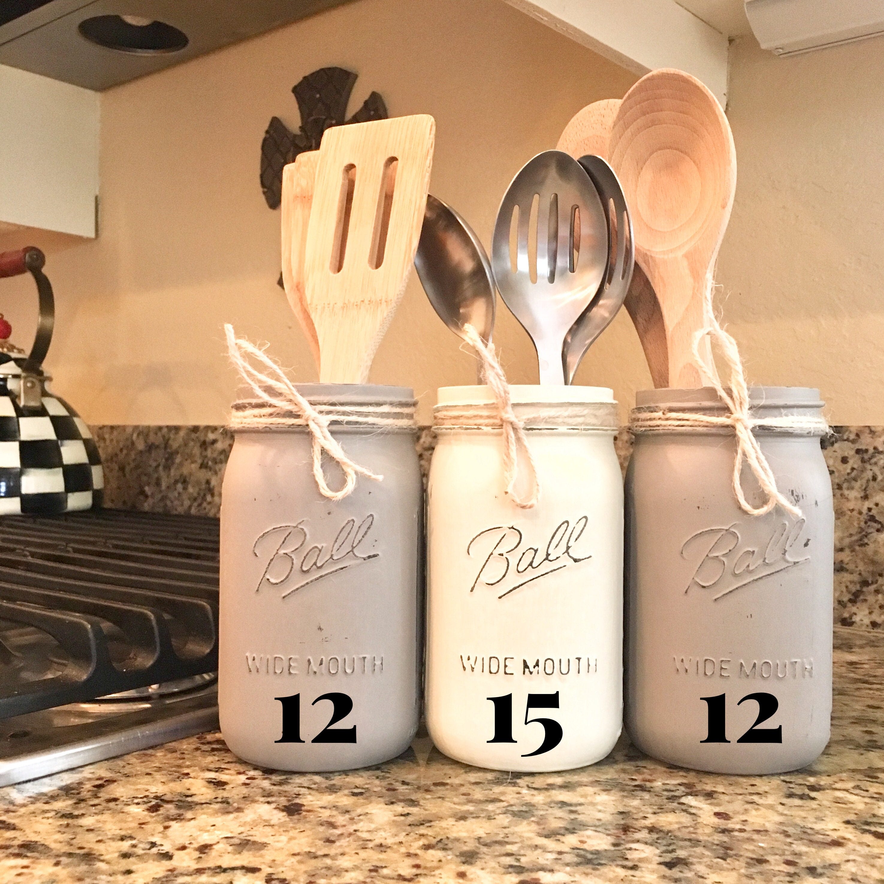 Mason Jar Kitchen Decor Mason Jar Kitchen Set Mason Jar Etsy