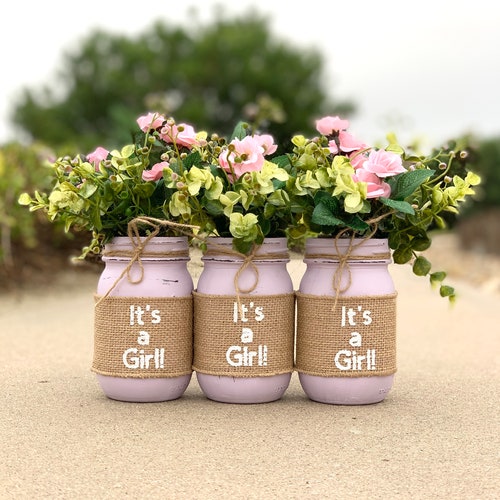 It's a Girl Baby Shower Mason Jar Centerpieces Girl Baby Etsy