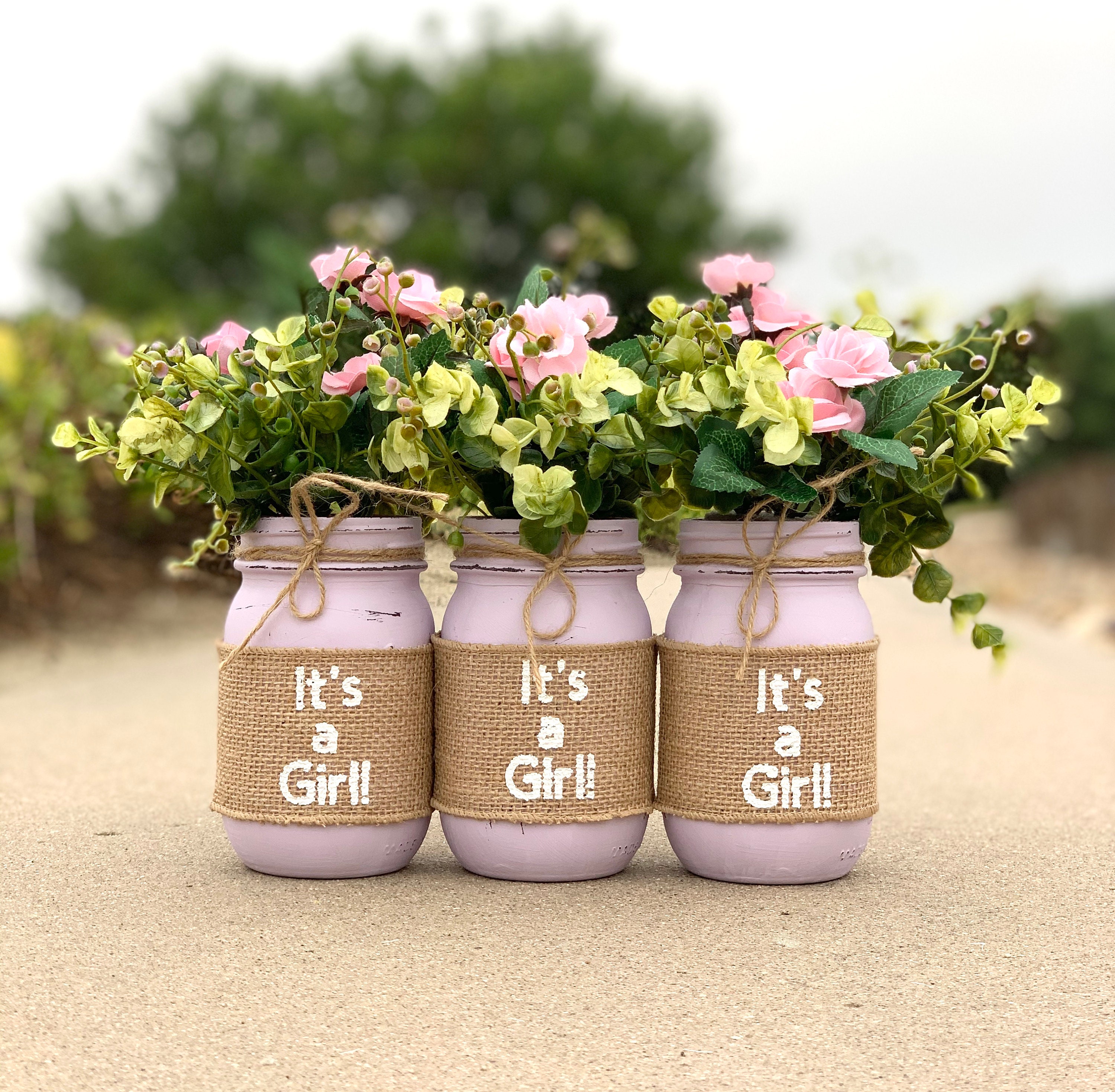 It's a Girl Baby Shower Mason Jar Centerpieces, Girl Baby Shower Decorations,  Girl Baby Shower Centerpiece With Flowers, Pink Baby Shower -  Sweden