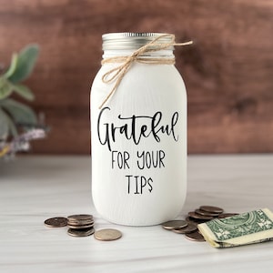 Mason Jar Tip Jar for Money Restaurant, TIPS Jars, Regular Mouth Mason Jar with Coin Slot, Tip Jar for Wedding, Tip Jar for Bars, for Nails