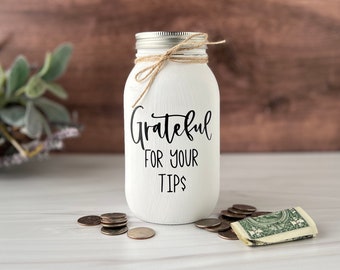 Mason Jar Tip Jar for Money Restaurant, TIPS Jars, Regular Mouth Mason Jar with Coin Slot, Tip Jar for Wedding, Tip Jar for Bars, for Nails