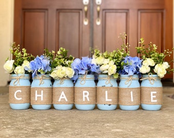 Baby Shower Decorations for Boy Baby Shower Decor Personalized, Blue Baby Shower Centerpiece Nursery Decor for Boys Baby Shower Decor Rustic