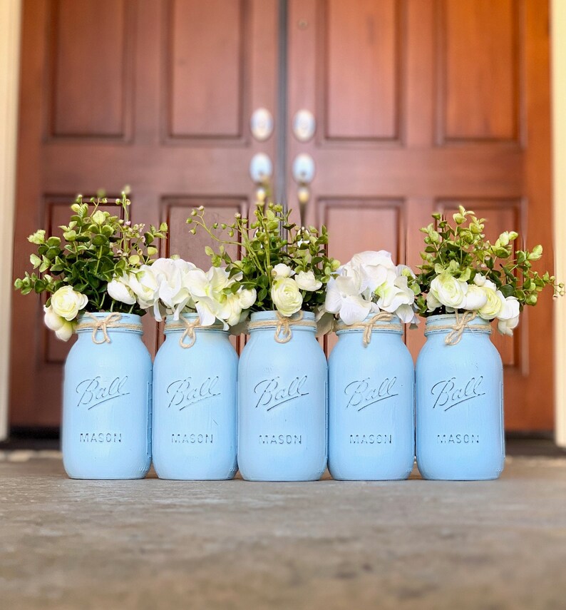 Rustic Mason Jar Centerpieces Baptism Decorations Girl Baptism Etsy