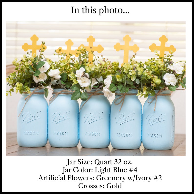 Baptism Centerpieces Boy Mason Jar Centerpiece Baptism Etsy