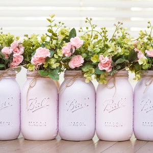 Baby Shower Decorations Girl Baby Shower Decorations, Rustic Mason Jar Centerpieces for Baby Shower Decor Girls, Painted Mason Jar Decor