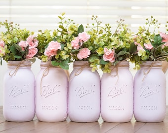 Baby Shower Decorations Girl Baby Shower Decorations, Rustic Mason Jar Centerpieces for Baby Shower Decor Girls, Painted Mason Jar Decor